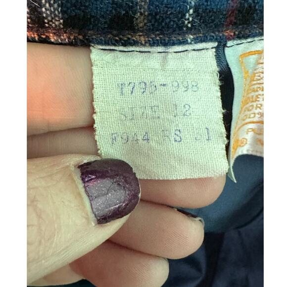 PENDLENTON vintage blue red plaid virgin wool pants size 12 - Picture 4 of 13